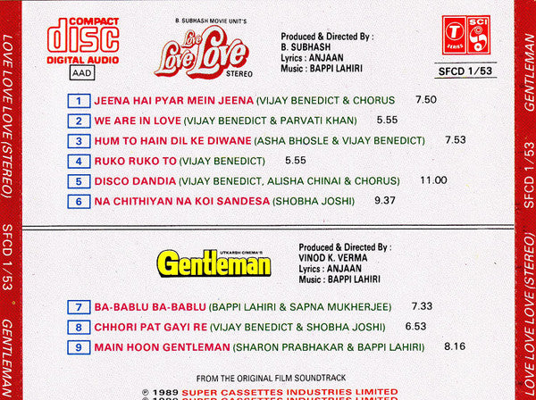 Bappi Lahiri, Anjaan : Love Love Love / Gentleman (CD, Comp)