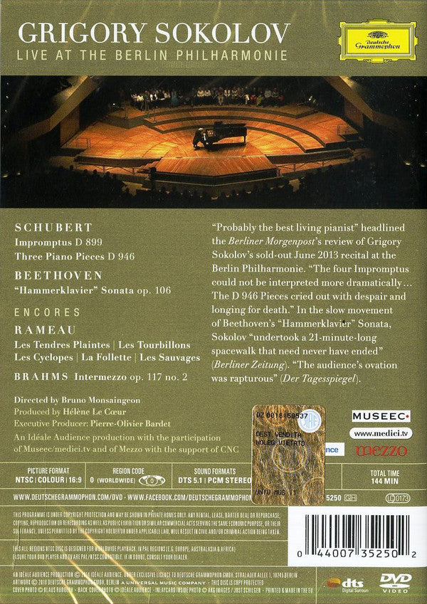 Grigory Sokolov : Live At the Berlin Philharmonie (DVD-V, NTSC)