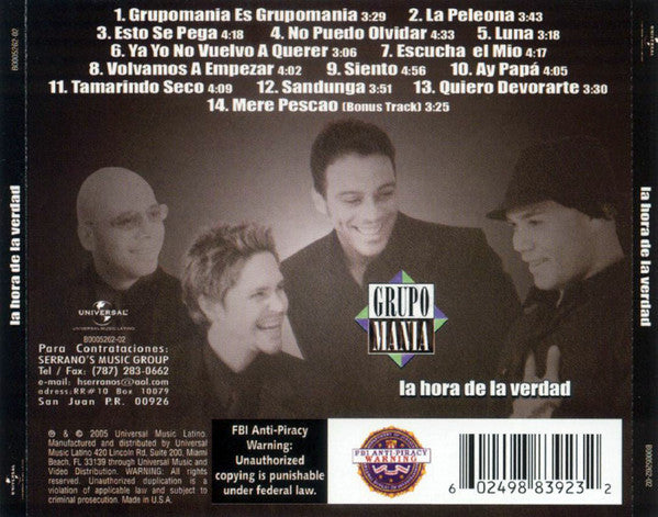 Grupo Manía : La Hora De La Verdad (CD, Album)