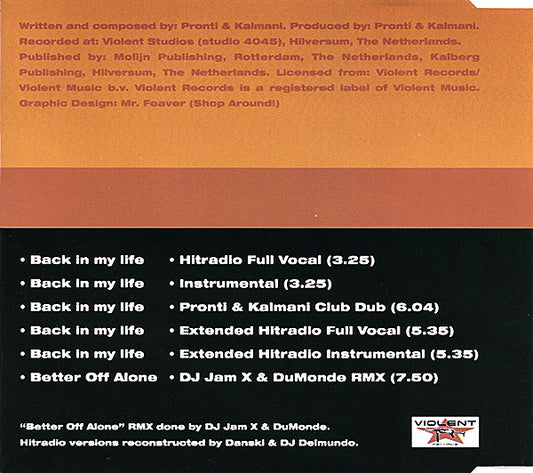 Alice Deejay : Back In My Life (CD, Maxi)