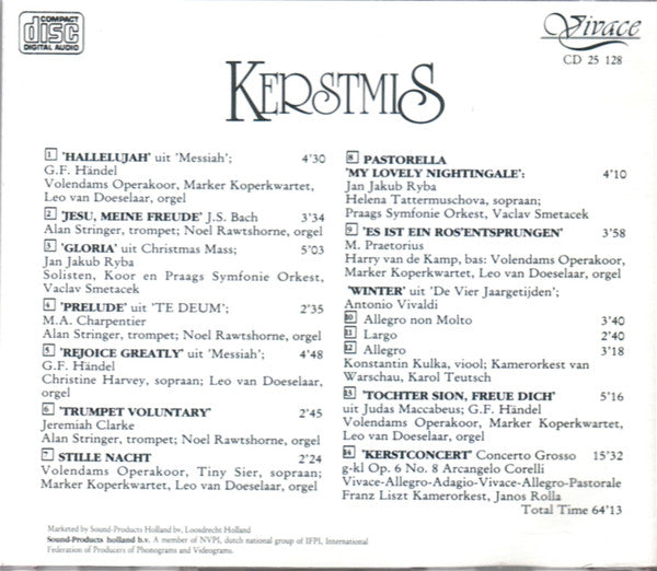 Georg Friedrich Händel, Johann Sebastian Bach, Jakub Jan Ryba, Marc Antoine Charpentier, Jeremiah Clarke, Michael Praetorius, Antonio Vivaldi : Kerstmis Beroemde Koorwerken En Concerten (CD, Comp)