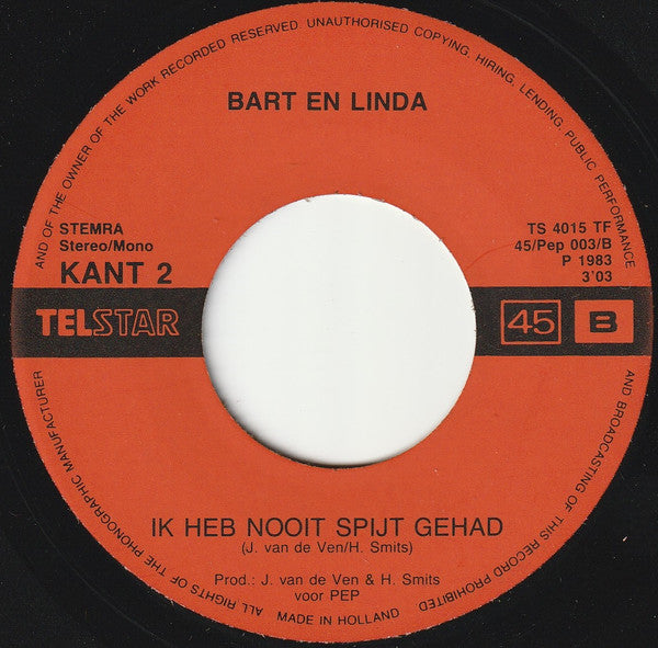 Bart & Linda : Jij (7", Single, Mono)