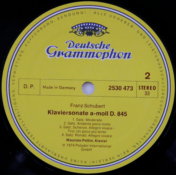 Franz Schubert - Maurizio Pollini : Wanderer-Fantasie / Klaviersonate A-moll D. 845 - Piano Sonata In A Minor (LP, RP)