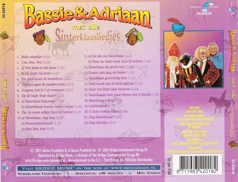 Bassie & Adriaan : Bassie & Adriaan Met Alle Sinterklaasliedjes (CD, Album, RE)