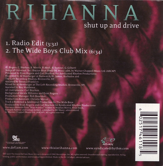 Rihanna : Shut Up And Drive (CD, Single)