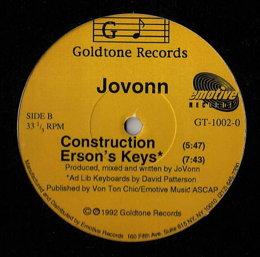 Jovonn : Underground Construction EP (12", EP)