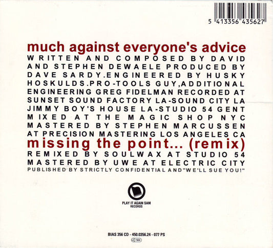 Soulwax : Much Against Everyone's Advice (Minimax, Single)