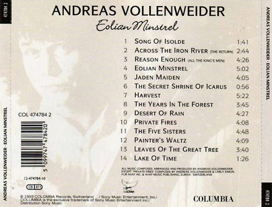 Andreas Vollenweider : Eolian Minstrel (CD, Album)