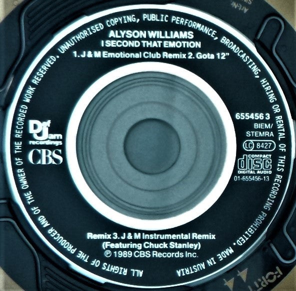 Alyson Williams Feat. Chuck Stanley : I Second That Emotion (CD, Mini, Maxi)