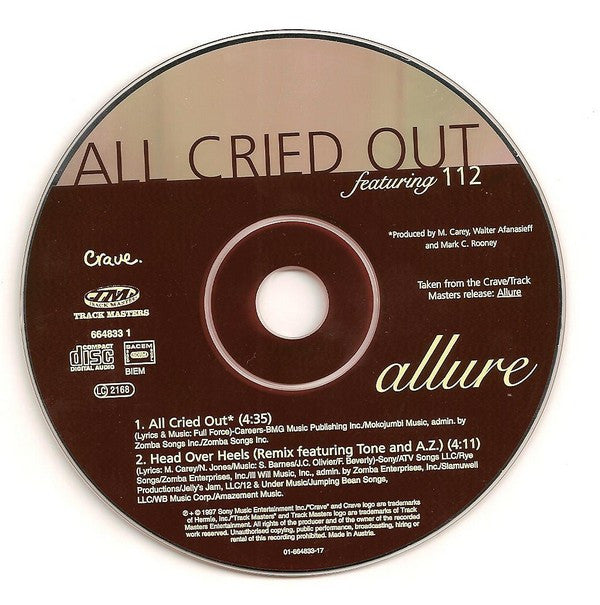 Allure (3) Featuring 112 : All Cried Out (CD, Single, Car)