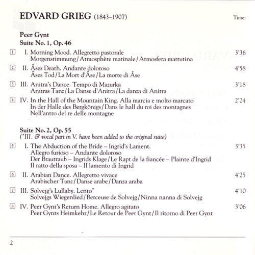 Edvard Grieg, New Philharmonia Orchestra / Andrew Davis, The Philadelphia Orchestra / Eugene Ormandy : Peer Gynt Suites No. 1 & No. 2, Norwegian Dance No. 2, Homage March (CD, Comp)