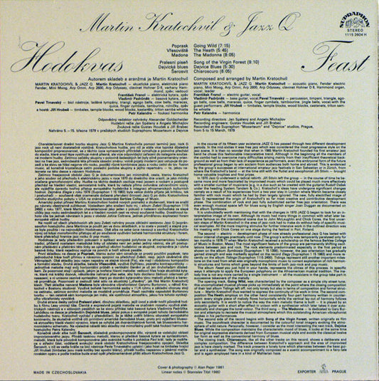 Martin Kratochvíl & Jazz Q : Hodokvas = Feast (LP, Album, RP)