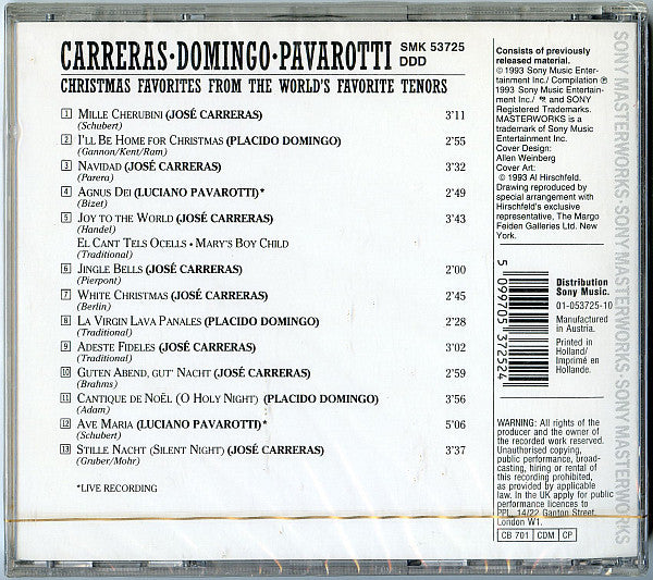 José Carreras, Placido Domingo, Luciano Pavarotti : Christmas Favorites From The World's Favorite Tenors (CD, Comp)