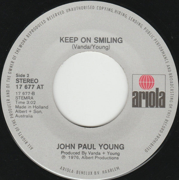 John Paul Young : Standing In The Rain / Keep On Smiling (7", Single)