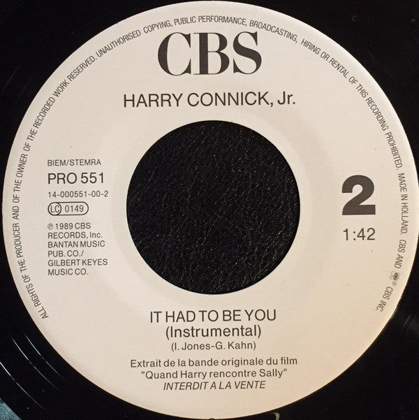 Harry Connick, Jr. : It Had To Be You - B.O.F. "Quand Harry Rencontre Sally..." (7", Single, Promo)