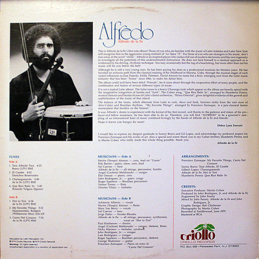 Alfredo De La Fé : Alfredo (LP, Album)