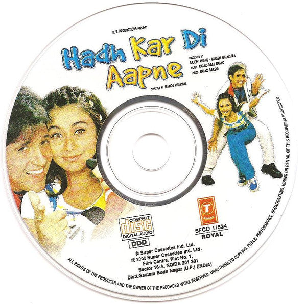 Anand Raj Anand, Anand Bakshi : Hadh Kar Di Aapne (CD)
