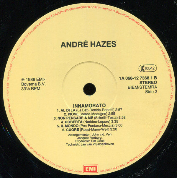 André Hazes : Innamorato (LP, Album)
