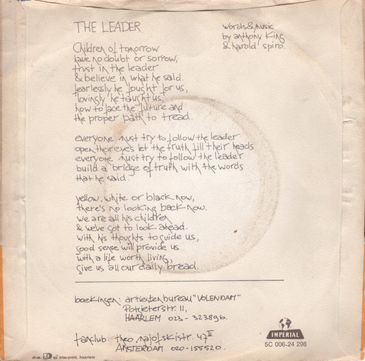 Unit Gloria : The Leader (7", Single, Blu)