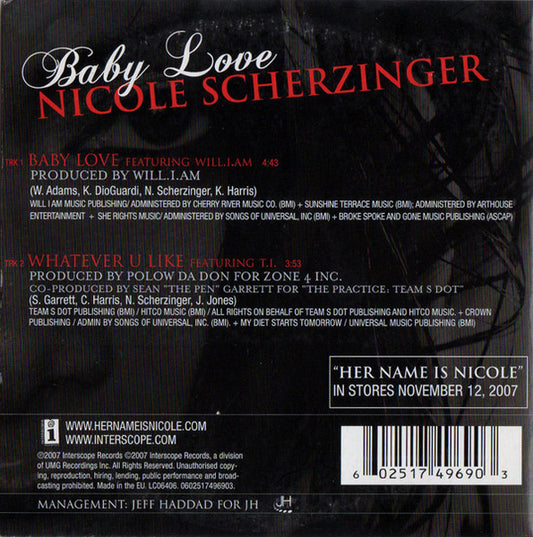Nicole Scherzinger : Baby Love (CD, Single, Car)