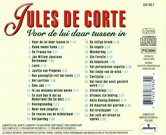 Jules de Corte : Voor De Lui Daar Tussen In - Zijn 30 Mooiste Liedjes (CD, Comp)