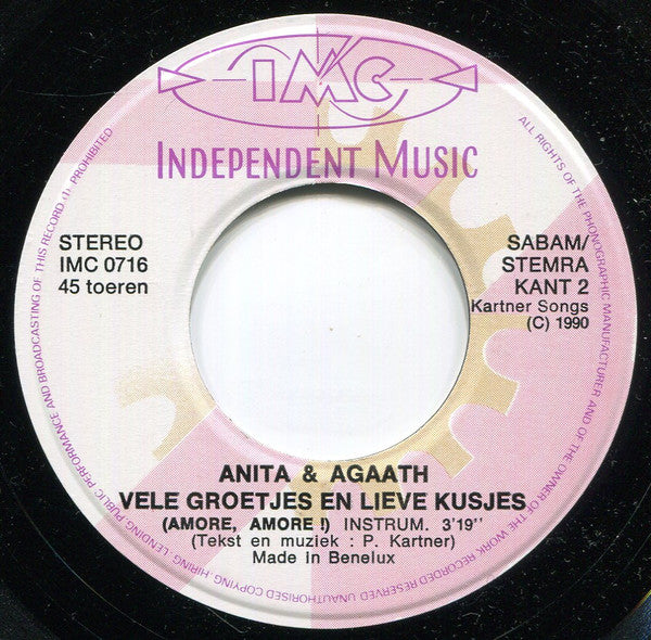 Anita & Agaath : Vele Groetjes En Lieve Kusjes (7", Single)