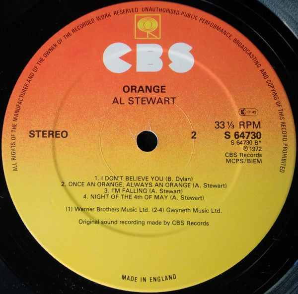 Al Stewart : Orange (LP, Album, RE)