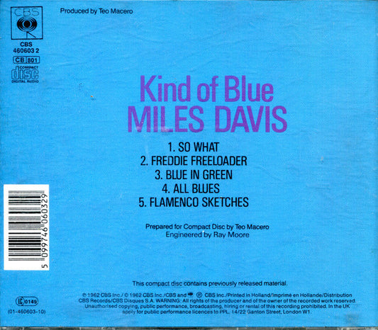 Miles Davis : Kind Of Blue (CD, Album, RE)