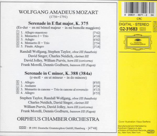 Wolfgang Amadeus Mozart, Orpheus Chamber Orchestra : Mozart: Wind Serenades K. 375 & K. 388 (CD, Album)