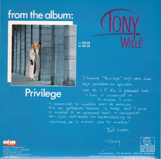 Tony Willé (2) : Hungry Nights / Rock 'n Roll Widow / I'm Sorry / No One To Hold Me (7", EP, Promo)