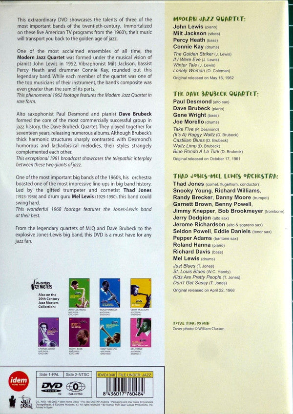 The Modern Jazz Quartet Plus Dave Brubeck & Thad Jones & Mel Lewis : 20th Century Jazz Masters (DVD-V, NTSC, PAL)