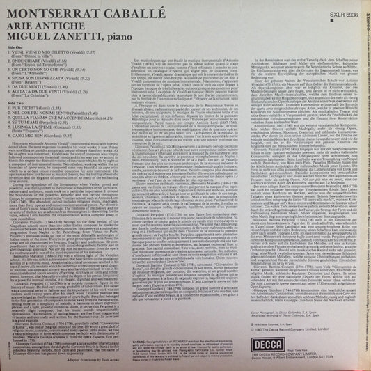 Montserrat Caballé with Miguel Zanetti : Caballé Arie Antiche (LP, Album)