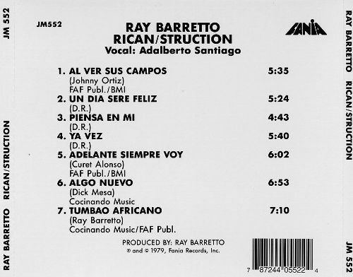 Ray Barretto Con Adalberto Santiago : Rican/Struction (CD, Album, RE)