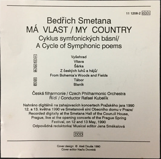 Bedřich Smetana, The Czech Philharmonic Orchestra, Rafael Kubelik : Má Vlast (CD)