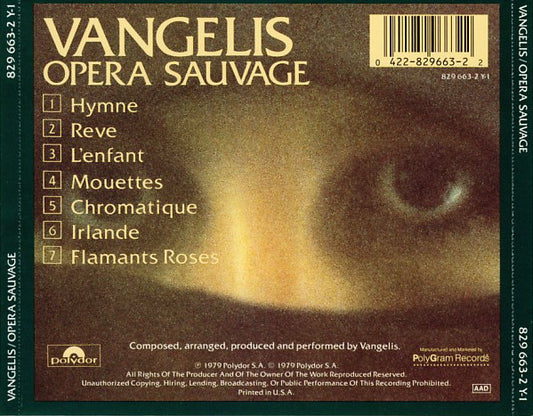 Vangelis : Opera Sauvage (CD, Album, RP)