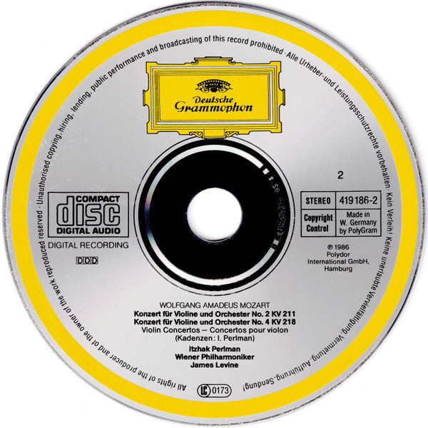 Wolfgang Amadeus Mozart, Itzhak Perlman, Wiener Philharmoniker, James Levine (2) : Die 5 Violinkonzerte = Violin Concertos = Concertos Pour Violon • Adagio KV 261 • Rondos KV 261a & KV 373 (3xCD, Comp)