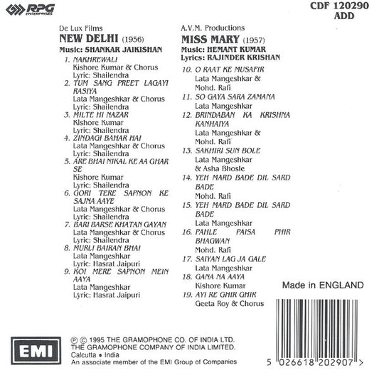 Shankar-Jaikishan / Hemant Kumar : New Delhi / Miss Mary (CD, Comp)