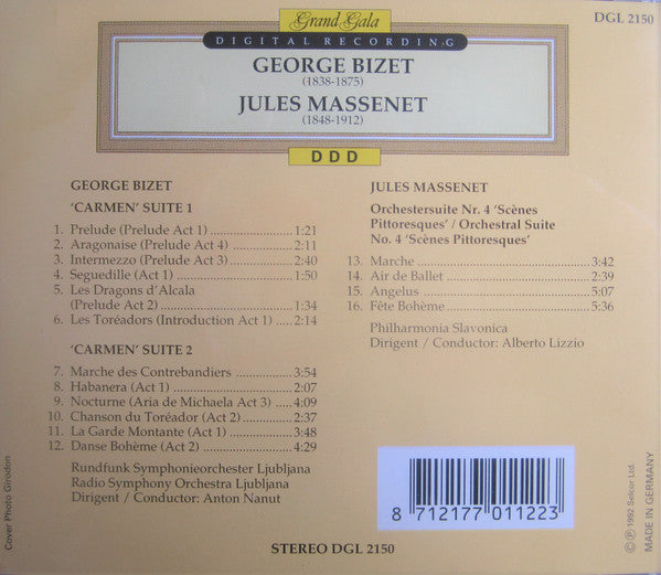 Georges Bizet, Jules Massenet - Radio Symphony Orchestra Ljubljana (2) & Anton Nanut (2) - Philharmonia Slavonica & Alberto Lizzio : 'Carmen' Suites 1 & 2 / Scènes Pittoresques (CD)