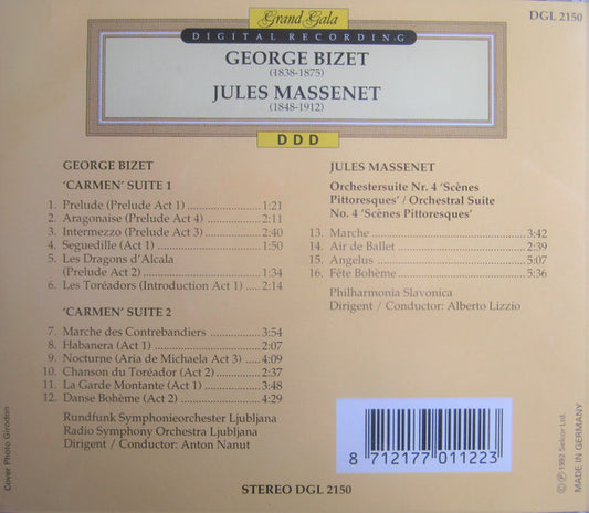 Georges Bizet, Jules Massenet - Radio Symphony Orchestra Ljubljana (2) & Anton Nanut (2) - Philharmonia Slavonica & Alberto Lizzio : 'Carmen' Suites 1 & 2 / Scènes Pittoresques (CD)