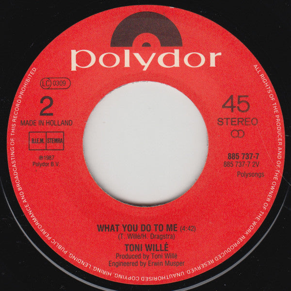 Tony Willé (2) : Sweet Music To My Soul (7", Single)