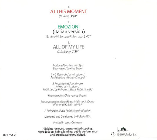 Marco Borsato : At This Moment / Emozioni (CD, Maxi)