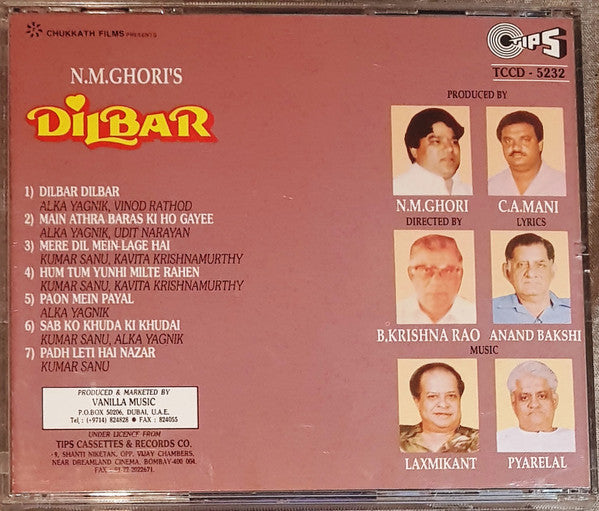 Alka Yagnik, Vinod Rathod, Udit Narayan, Kumar Sanu, Kavita Krishnamurthy : Dilbar (CD)