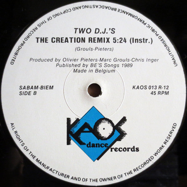 Two D.J.'s : The Creation Remix (12")