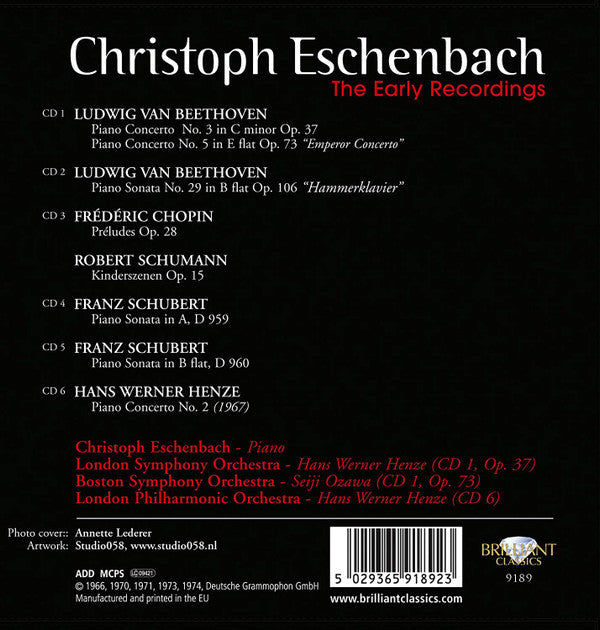Beethoven* • Chopin* • Schumann* • Schubert* • Henze* / Christoph Eschenbach : The Early Recordings (6xCD + Box, Comp)
