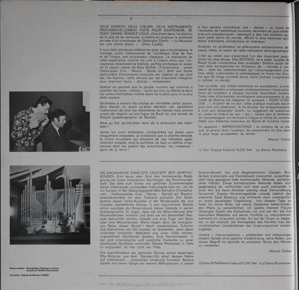 Gheorghe Zamfir Et Marcel Cellier : Improvisations Flûte De Pan Et Orgue (LP, Album, Gat)
