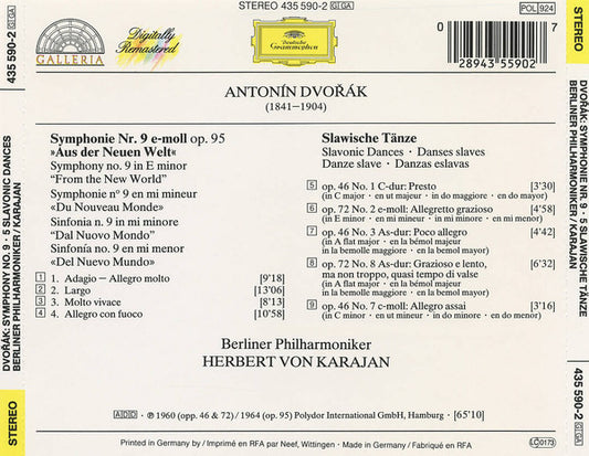 Antonín Dvořák, Berliner Philharmoniker, Herbert von Karajan : Symphony No.9 »Aus Der Neuen Welt« · 5 Slawische Tänze (CD, Comp, RM)