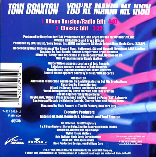 Toni Braxton : You're Makin' Me High (CD, Single)