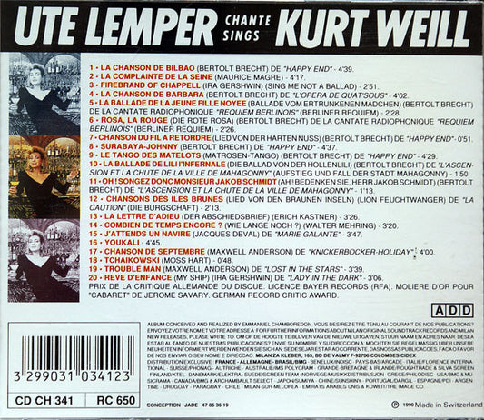 Ute Lemper : Chante Sings Kurt Weill (CD, Album)