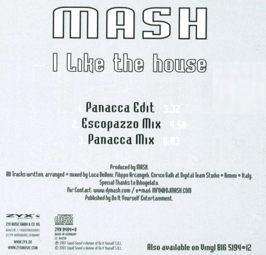Mash : I Like The House (CD, Maxi)