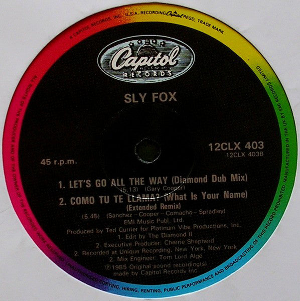 Sly Fox : Let's Go All The Way (12", Single)